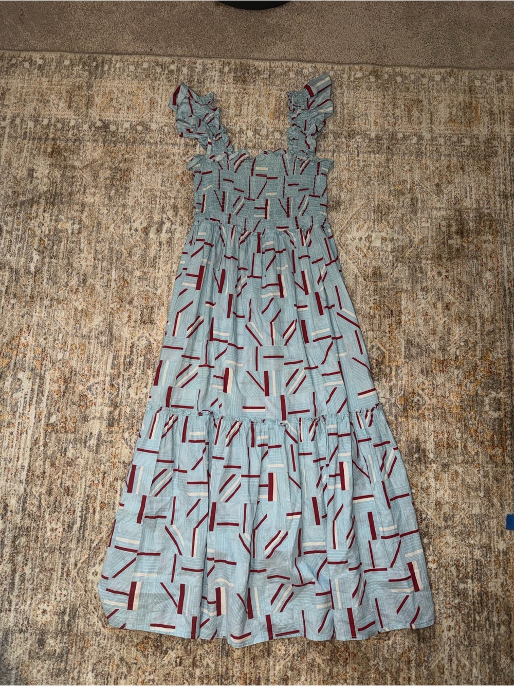Tuckernuck Red White and Blue Rory Smocked Flutter Sleeve Midi Dress